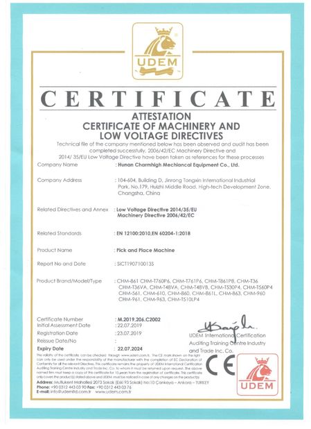 China CHARMHIGH  TECHNOLOGY  LIMITED Certificaciones