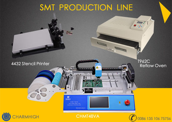 29 alimentadores CHMT48VA + cadena de producción de la impresora de la plantilla + del horno T962C SMT del flujo, producción de lote del prototipo