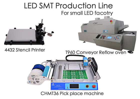 Cadena de producción del LED SMT CHMT36 Chip Mounter, impresora de la plantilla, horno T960 del flujo, para la pequeña fábrica