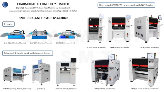 Charmhigh 2025 Todos los modelos 10 Tipos de SMT Pick and Place Machine 2,4,6,8,10, 20 cabezas Fabricación de PCBA