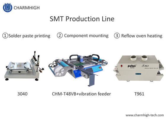 Cadena de producción avanzada de SMT, máquina de la impresora/CHMT48VB Pnp de 3040 plantillas/horno T961 del flujo