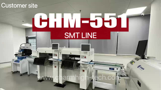 Línea SMT pequeña y media con impresora Stecnil 3250 CHM-551 SMT Pick and Place Machine 830 Horno de reflujo