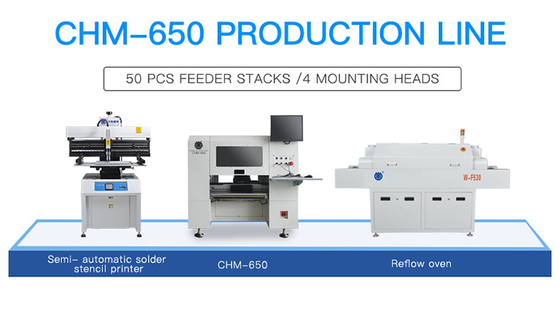 Máquina de colocación y recogida SMT de escritorio Genius 4 cabezales CHM-650 con 50 alimentadores