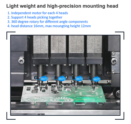 Máquina de colocación y recogida SMT de escritorio Genius 4 cabezales CHM-650 con 50 alimentadores