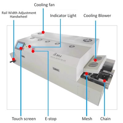 T981 Horno de reflujo de la cadena de banco sin plomo de 8 zonas BGA soldadura de PCB de doble cara