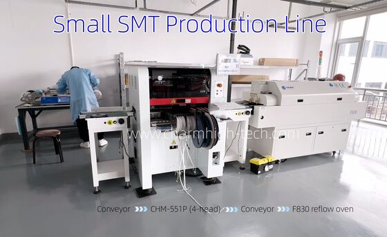 Línea de producción SMT CHM-551P de alta precisión con 4 cabezales y horno de reflujo de 4 zonas para ensamblaje de PCB