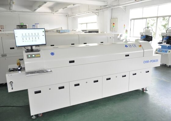 Horno de Reflujo CHM-PC6635 sin Plomo con Control de PC, 6 Zonas de Temperatura y Área de Calentamiento de 2200*350mm para Soldadura SMT