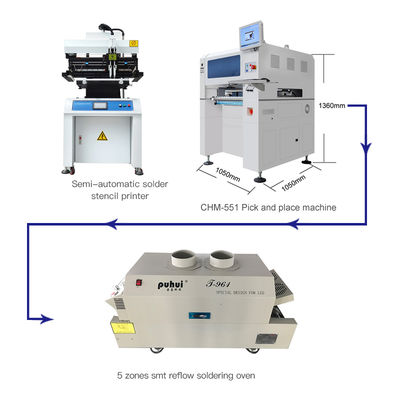 CHM-551 Línea de producción SMD Línea de ensamblaje SMT Alta precisión 4 cabezas Robot de fabricación de PCB